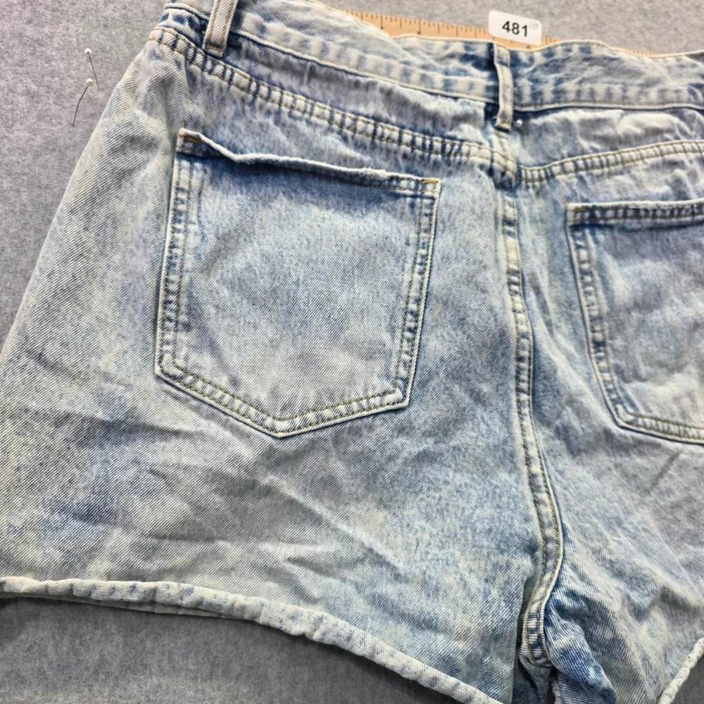 Automet Womens High Waisted‎ Denim Shorts Light Acid Wash Raw Hem Size L